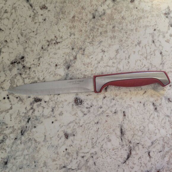 Hampton Forge Stainless Steel Carving Knife With Red & Silver Handle - Picture 1 of 3